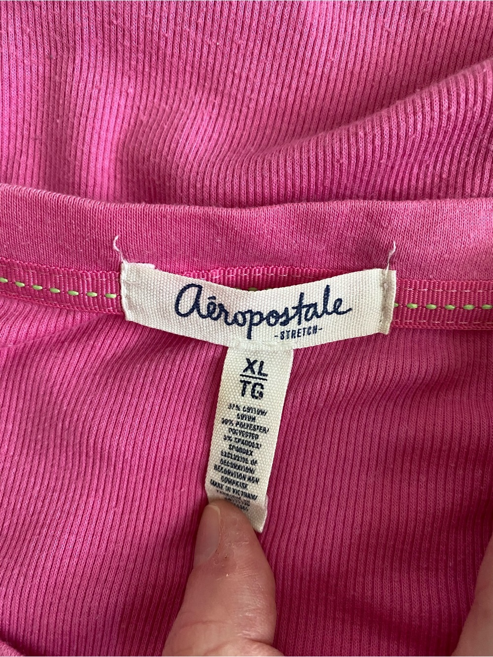 Vintage Aeropostale Pink Long Sleeve Ribbed Henley XL - Picture 4 of 6